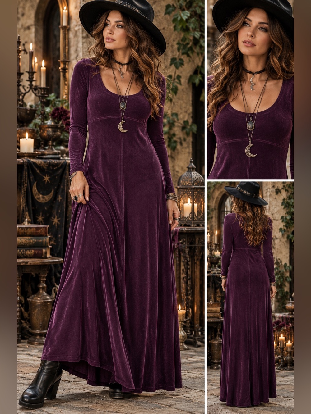 Vintage Rabbit Rabbit Rabbit Designs Plum Slinky Knit Maxi Dress Size 6